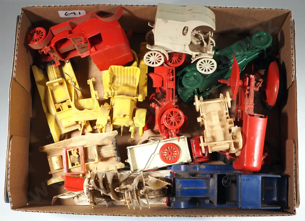 Collection Of Mainly Airfix Vintage Plastic Toys including Tractors, Cars, & A Ship. Image 1++
