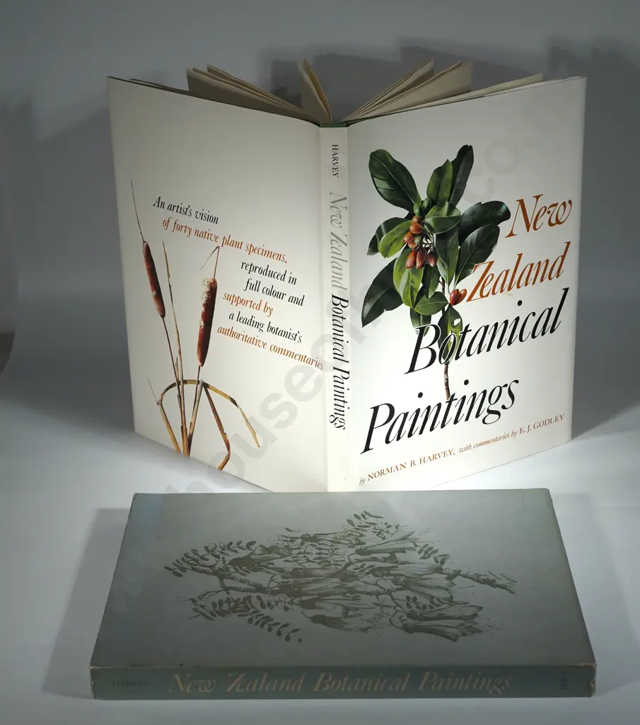 New Zealand Botanical Paintings. By Norman Harvey and EJ Godley.Publisher: Whitcombe & Tombs 1969, First edition. Image 1++