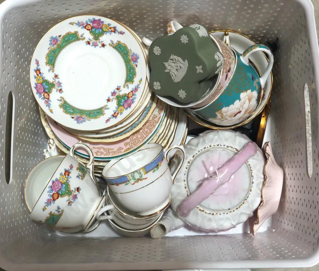 Collection Of China Cups & Saucers, Cheese Board, Victorian Porcelain Teapot etc. Image 1++